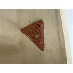 Royal Dux figure no. 686, modelled as a female water carrier, carrying two urns and wearing flowing green and pink robes, with applied pink triangle mark beneath, H61cm