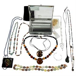 18ct gold old keepers ring and a collection of beaded costume necklaces
