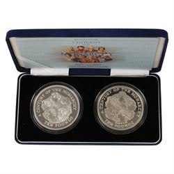 The Royal Mint Guernsey 2000 and 2001 'Centuries of the Monarchy' silver proof set, compri...