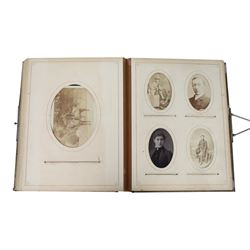 Two Victorian photograph albums, containing a collection of full and portrait Cartes de Visite, photographs and other ephemera