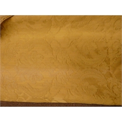  Pair thermal lined curtains, gold embossed floral pattern fabric, with pelmt, W220cm, D230cm  