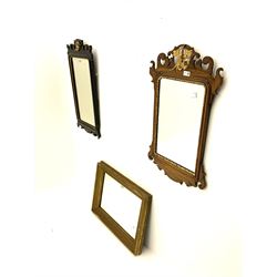 Two Chippendale style wall mirrors and a gilt framed wall mirror