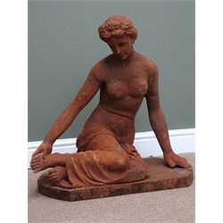  Cast iron figure of sitting lady, H70cm, L60cm  
