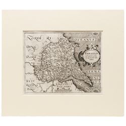 Gulielmus Hole (British ?-1624) and Christopher Saxton (British 1540-1610): 'Eboracensis Comitatus pars Orientalis vulgo East Riding', 17th century engraved map of the East Riding Yorkshire uncoloured pub. 'Camden's Britannia' c.1607, 21cm x 26cm (unframed)