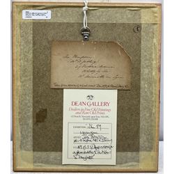 Isabella 'Isa' Jobling (nee Thompson) (Staithes Group 1851-1926): 'The Miller's Daughter' - Climbing the Ladder, watercolour signed with initials, titled on gallery label with artist's original address label verso 15cm x 11cm 
Provenance: exh. the Dean Gallery, Newcastle, January 1989, label verso 
Notes: one of three illustrations Isa painted for the Alfred Tennyson poem of the same titled. Painted after her marriage to Robert Jobling in 1893.