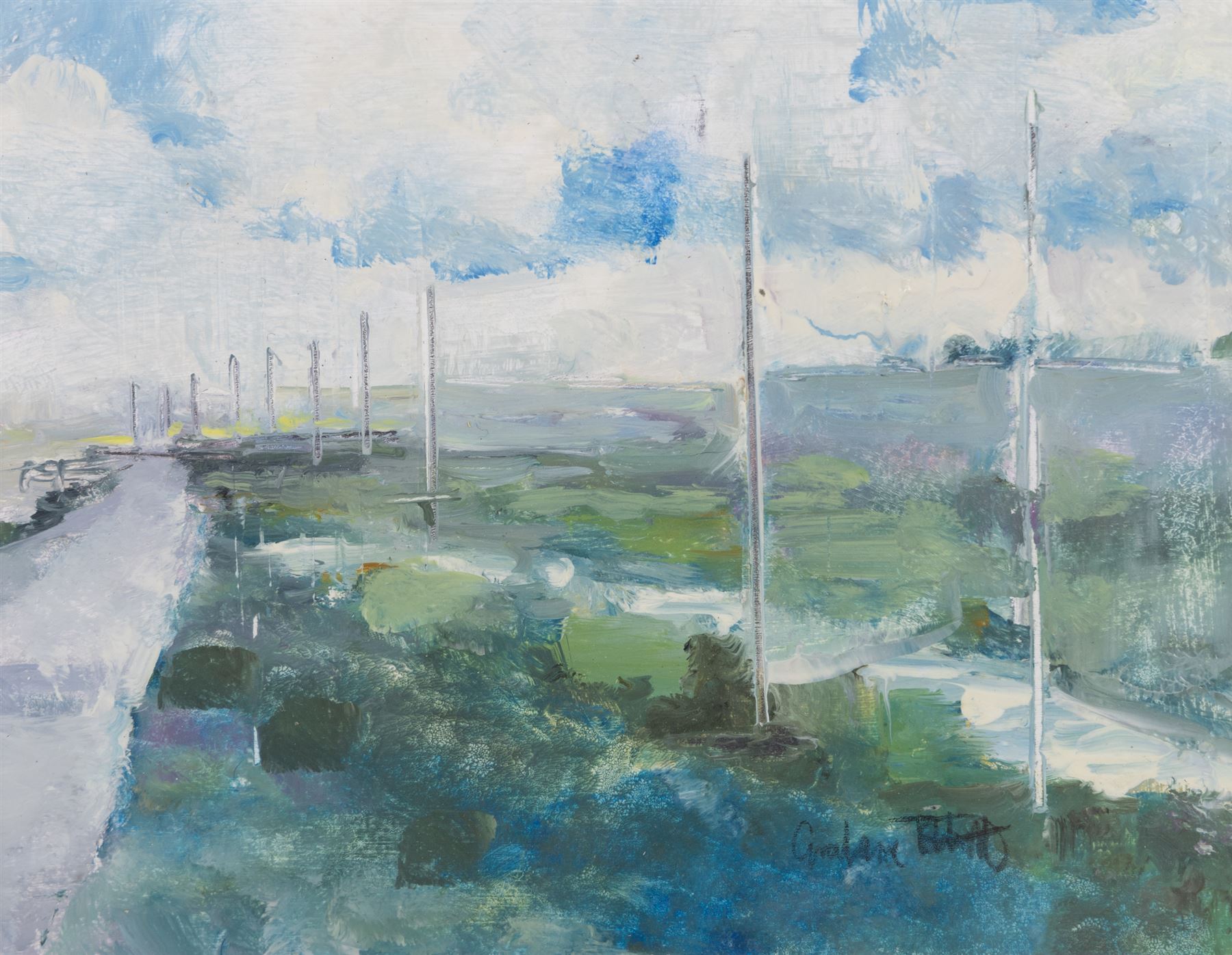 Grahame Tebbutt (British Contemporary): Towards the Sea, pair oils on board signed 18cm x 23cm (2)