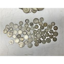 Approximately 120 grams of pre 1920 Great British silver coins, including Queen Victoria Gothic florin and approximately 160 grams of pre 1947 silver coins including halfcrowns etc