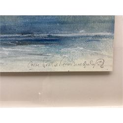 David Baumforth (British 1945-): 'Calm Seas off Ravenscar', mixed media signed with monogram titled and dated 2006 in pencil 19cm x 41cm