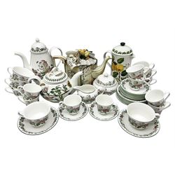 Portmeirion tea wares, in various patterns including Botanic Garden, Summer Garland and Portmeirion, to include limited edition novelty teapot, teapot, coffee press, coffee pot, covered sucrier, eight teacups and saucers, etc 