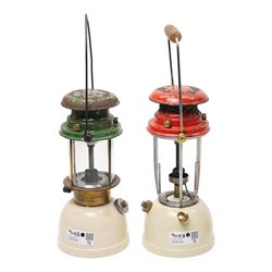 Bialaddin paraffin pressure lamp Model 300, two Tilley pressure lamps and one other pressure lamp