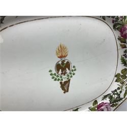 Royal Irish Fusiliers officers mess serving platter, the regimental crest to the centre, surrounded by a border of roses, thistles and clovers enclosed  in a gilt boarder, L54cm