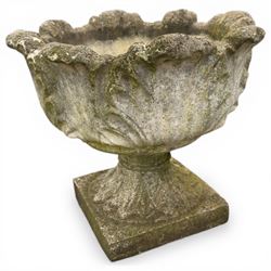 Cast stone ornate garden urn