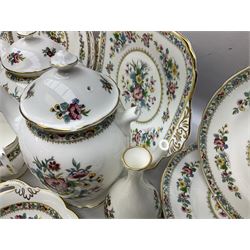 Coalport Ming Rose pattern tea and coffee part service, to include teapot, three milk jugs, six coffee cans and saucers, twenty teacups and saucers of varying form, twelve dessert plates, two cake plates, ginger jar etc, together with other matched Foley china