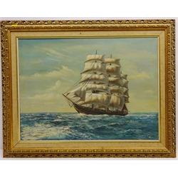  Clipper Ship at Sea, 20th century oil on canvas signed by Kenneth Jepson (British 1932-1998) 45cm x 61cm  
