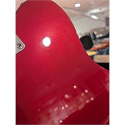 Fender Telecaster electric guitar, serial no. T021384 made in Japan c.1994, with Candy Apple Red body, white scratch plate and maple neck, guitar L98cm