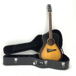 Rare Gibson Mk 35 acoustic guitar with mahogany back and sides, rosewood fingerboard, spruce top, fan-patterned bracing, nickel plated hardware and dot inlays, serial number 859651 in carrying case 