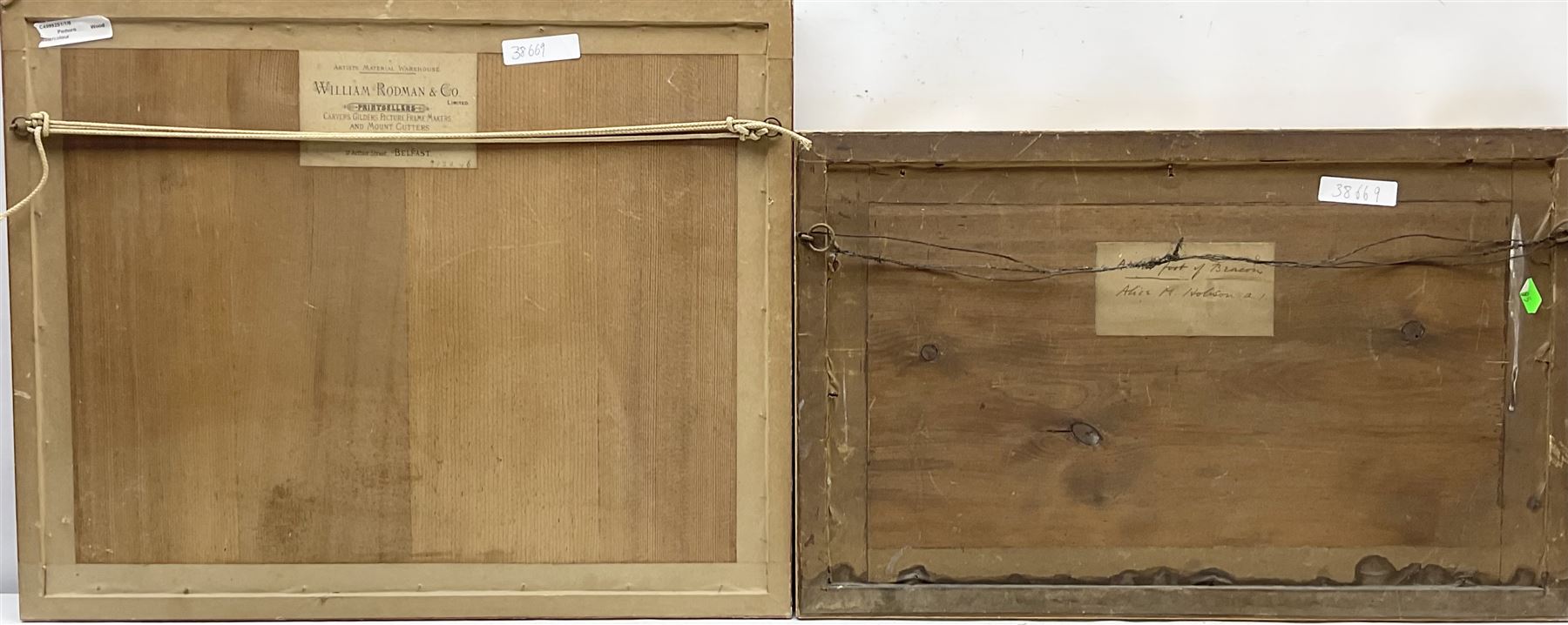 Alice Mary Hobson (British 1860-1934): 'At the Foot of Beacon', watercolour signed and dated 1905 together with Lewis Pinhorn Wood (British 1848-1918): Shepherd Walking Down a Country Path, watercolour signed max 25cm x 35cm (2)