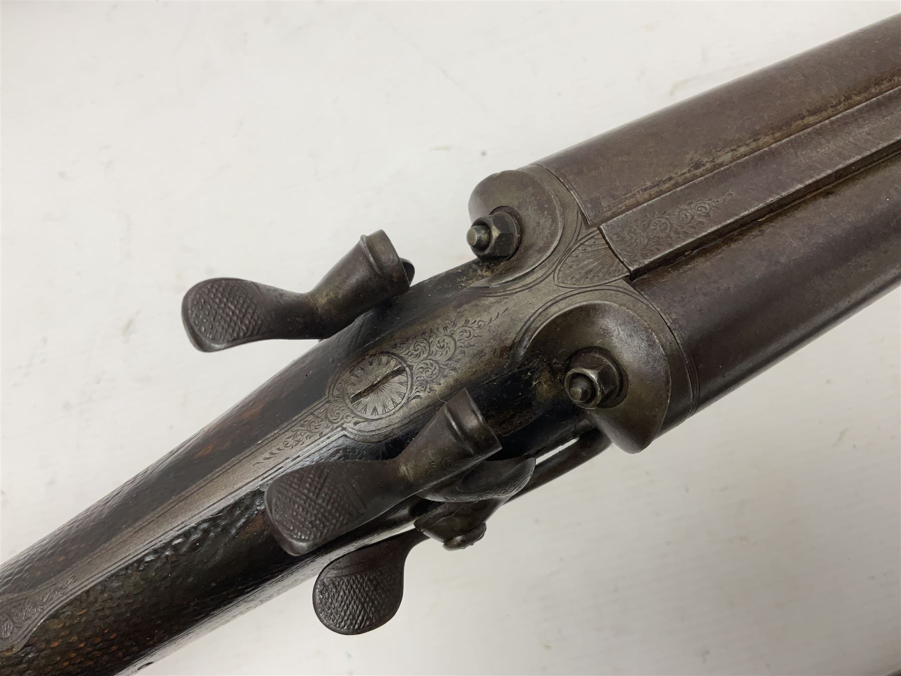 SHOTGUN CERTIFICATE REQUIRED - 19th century John Adams of London 12-bore double barrel side-by-side hammer gun with screw under-lever opening, 76cm (30