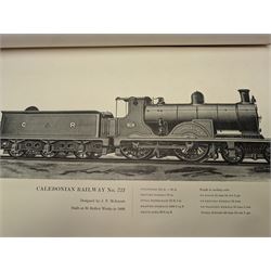 Collection of railway signal maps and similar, including a Wimbledon example, approx 350cm long, together with a collection of book pages depicting images of locomotives