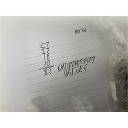 Collection of thermionic radio valves/vacuum tubes, approximately 82 