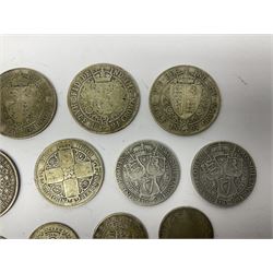 Approximately 210 grams of Great British pre 1920 silver coins, including George IIII 1822 crown, Queen Victoria 1884, 1888, 1894, 1897 and two 1902 halfcrowns etc