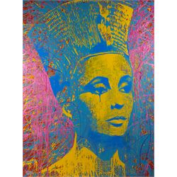 Nicolas Ruston (British 1975-): Portrait of a Regal Figure, masonry paint on wood panel si...