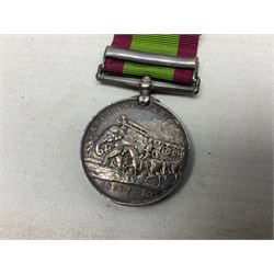 Victoria 2nd Afghanistan War Medal 1878-79-80 with clasp for Kandahar, awarded to 397 Gunr. W. Hogg C. Batt. 2nd Bde. R.A. with ribbon