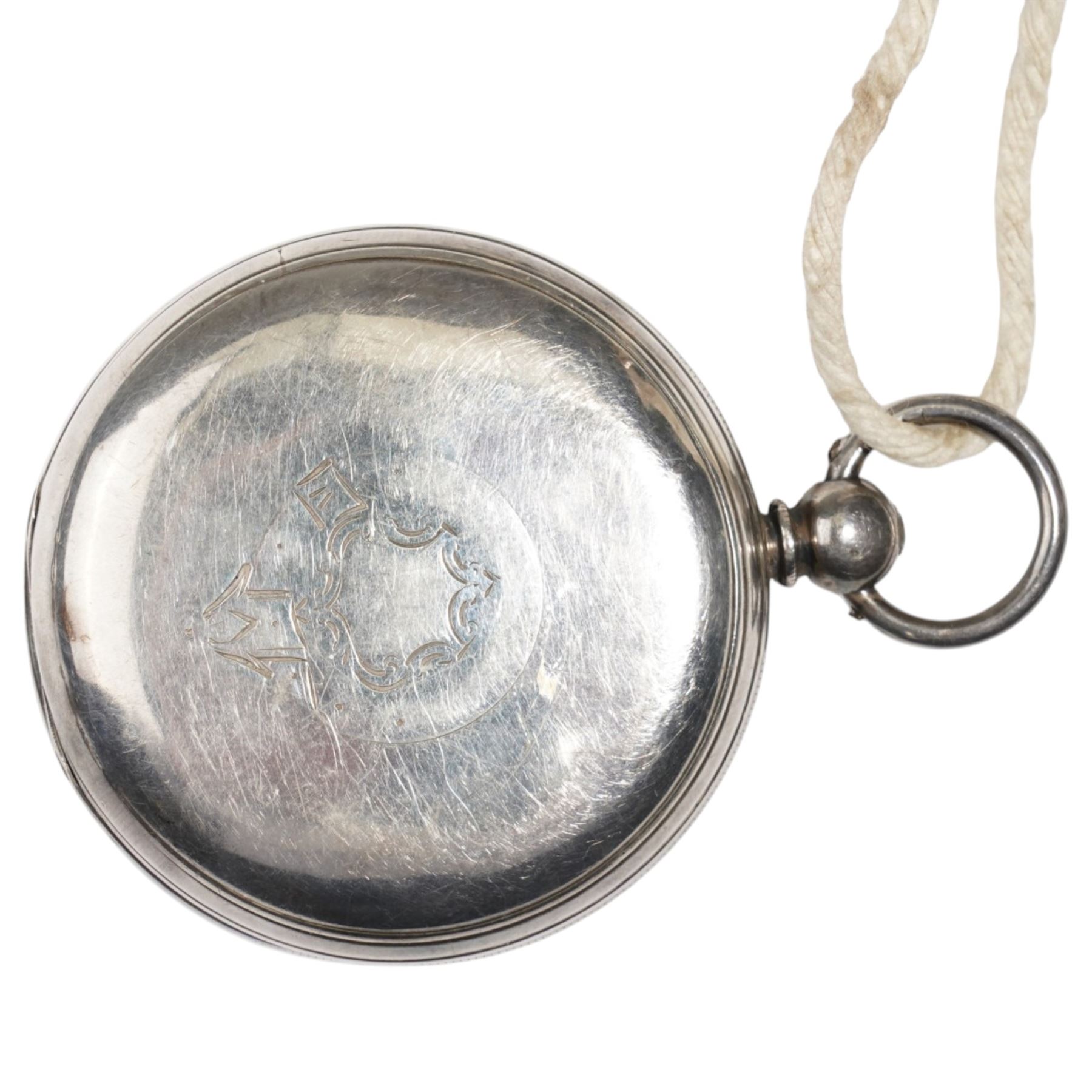 Victorian silver open face lever pocket watch by W.E. Harrison, Stockton on Tees, No. 5268, silver case by William Dyer, London 1873
