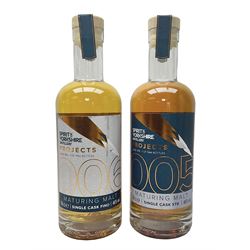 Spirit of Yorkshire Distillery, distillery projects maturing malt, project number 5, limited edition 1/544 and project number 6, limited edition 1/1142, 50cl, 46% vol (2)