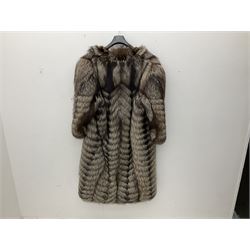 Chevron full length ladies fur coat, approximately size 10 to size 12 