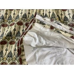 Two pairs of lined curtains in Mackintosh fabric, with pencil pleated headers,  first pair width at headers - 177cm, drop - 265cm, second pair width - 170cm, drop - 210cm