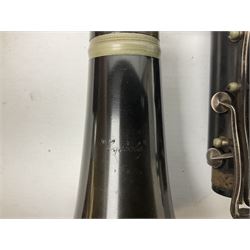 Windsor five-piece clarinet, serial no.EK05580; and Selmer Console clarinet with B&H mouth-piece; both cased (2)