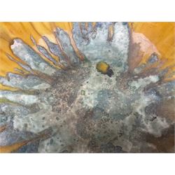 Crown Ducal bowl with orange and teal drip glaze decoration, D25cm H10cm