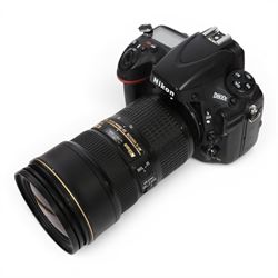 Nikon D800E camera body serial no. 6018204, with AF-S Nikon Nikkor 24-70mm 1:2.8E ED lens and battery charger, together with a Nikon AF Nikkor 50mm 1:1.8D lens