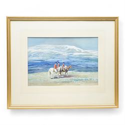 William Norman Gaunt (British 1918-2001): 'A Pause in the Hunt - Lunesdale Harriers' and Hunting by the Peaks, pair watercolours signed 25cm x 36cm (2)