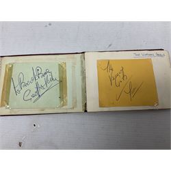 The Beatles - dis-bound personal autograph album containing numerous signatures of pop stars and entertainers, many on fragments of paper stuck down with sellotape, including secretarially signed The Beatles - Paul McCartney, Ringo Starr, John Lennon and George Harrison obtained at the Majestic Ballroom, Witham, Hull during their performance there either in October 1962 or February 1963; The Bachelors; Bert Weedon; The Rockin' Berries; Helen Shapiro; Dallas Boys; Frank Ifield; Ronnie Hilton; Norman Collier; Marty Wilde and many more.
Provenance: The vendor advises she was babysitter for the daughter of the owner of the Majestic Ballroom and was given the album in 1978. Presumably the owner obtained the secretarially signed signatures of The Beatles for his daughter along with other signatures of artists who also appeared there.