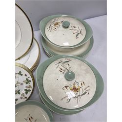 Wedgwood 'Tiger Lily' pattern dinner wares to include two lidded tureens and six dinner plates, Royal Worcester dinner plates and side plates in the 'Viceroy' pattern, Wedgwood 'Wild Strawberry' plates