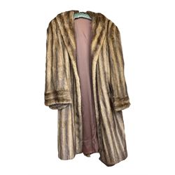 Full length ladies Musquash fur coat, lined, approx size medium / 10-12