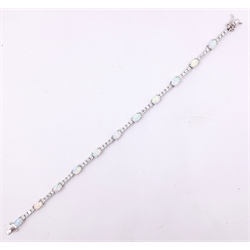  Opal and cubic zirconia silver bracelet stamped 925  