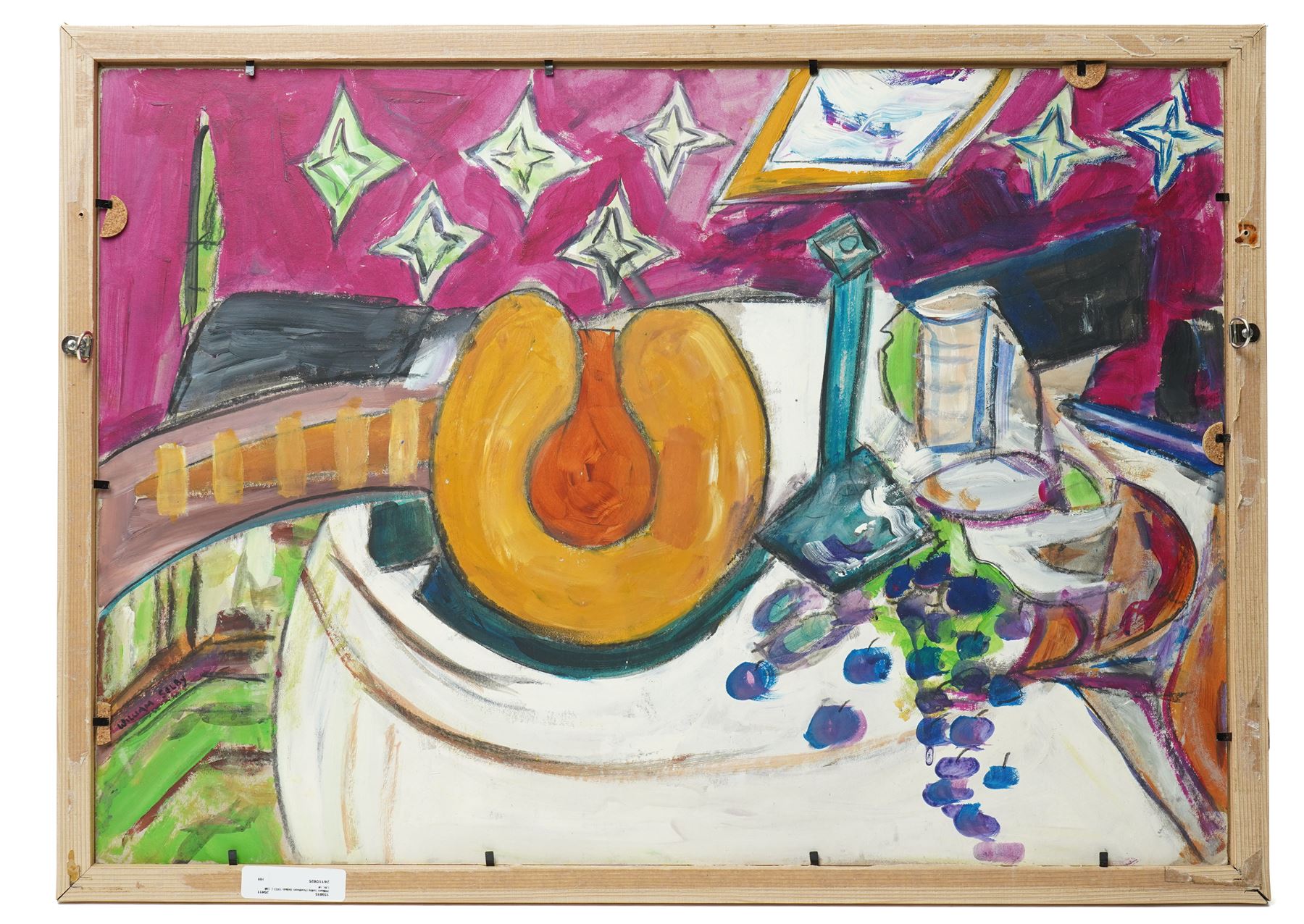 William Selby (Northern British 1933-): Still Life of Flowers and Abstract Tabletop, two oils on board painted recto and verso, the latter signed 41cm x 58cm