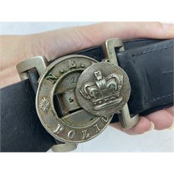 North Eastern Railway Police adjustable leather belt with steel buckle; crudely inscribed '270'
