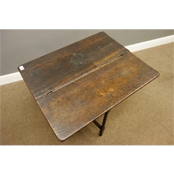  17th century oak rectangular drop leaf table, turned gateleg action base, 71cm x 58cm, H67cm (open)  