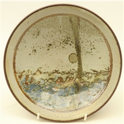  Mick Arnup (1925-2008) studio pottery bowl, the interior painted with a tree in mixed glazes, signed c1990, D19cm  