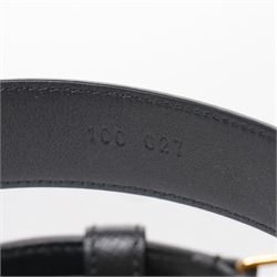 Prada - black Saffiano leather belt with gold-tone hardware logo buckle, size 36/90, with original dust bag