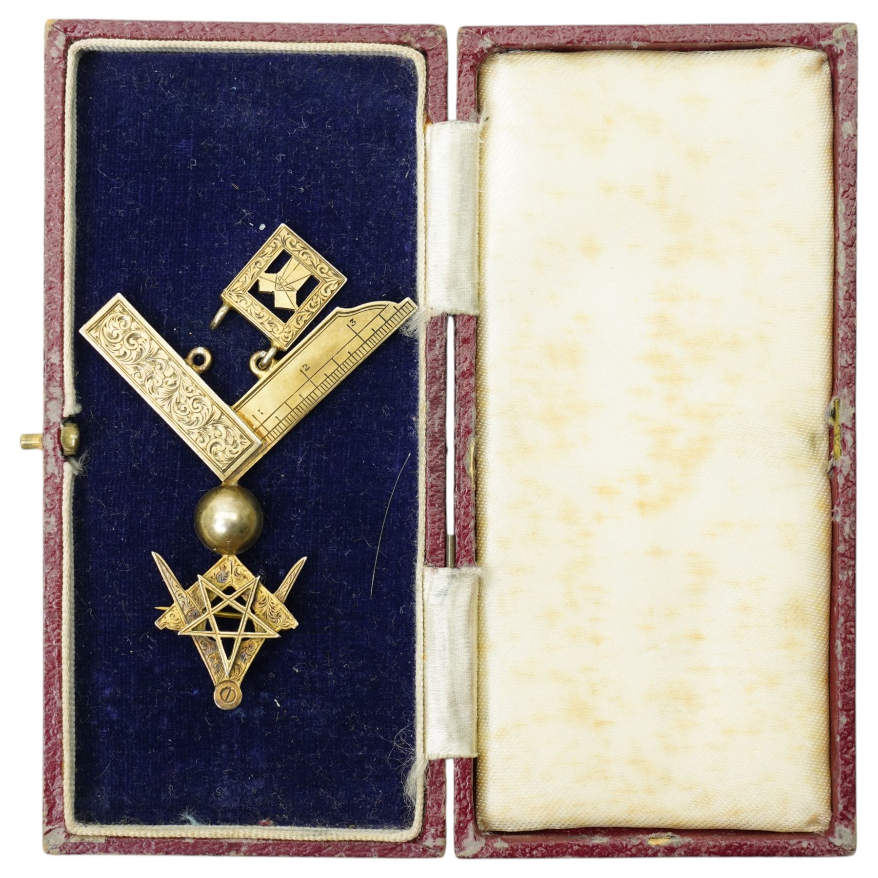 Masonic Jewels comprising seven enamel and gilt 'Lodge of Felicity', five dated 1945, four silver-plated examples collar jewels, a silver-gilt jewel, together with a cased Victorian photograph and a silver-gilt medal for 'Past President Chamber of Trade, Bradford & District', including some cases 