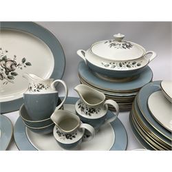 Royal Doulton Rose Elegans pattern tea and dinner wares, to include teapot, fourteen cups and saucers, two milk jug, cream jug, two sucriers, two covered serving dishes, serving platter, etc (98+)