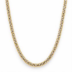 18ct white and yellow gold bead link necklace, stamped 750