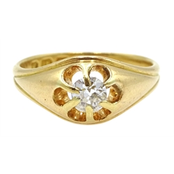  Victorian 18ct gold single stone diamond ring, Birmingham 1865, central diamond approx 0.30 carat  