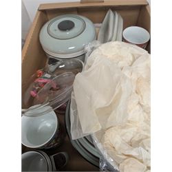 Large quantity of collectables, including Kunde clock, glassware, Danby, ceramics etc, in twelve boxes   