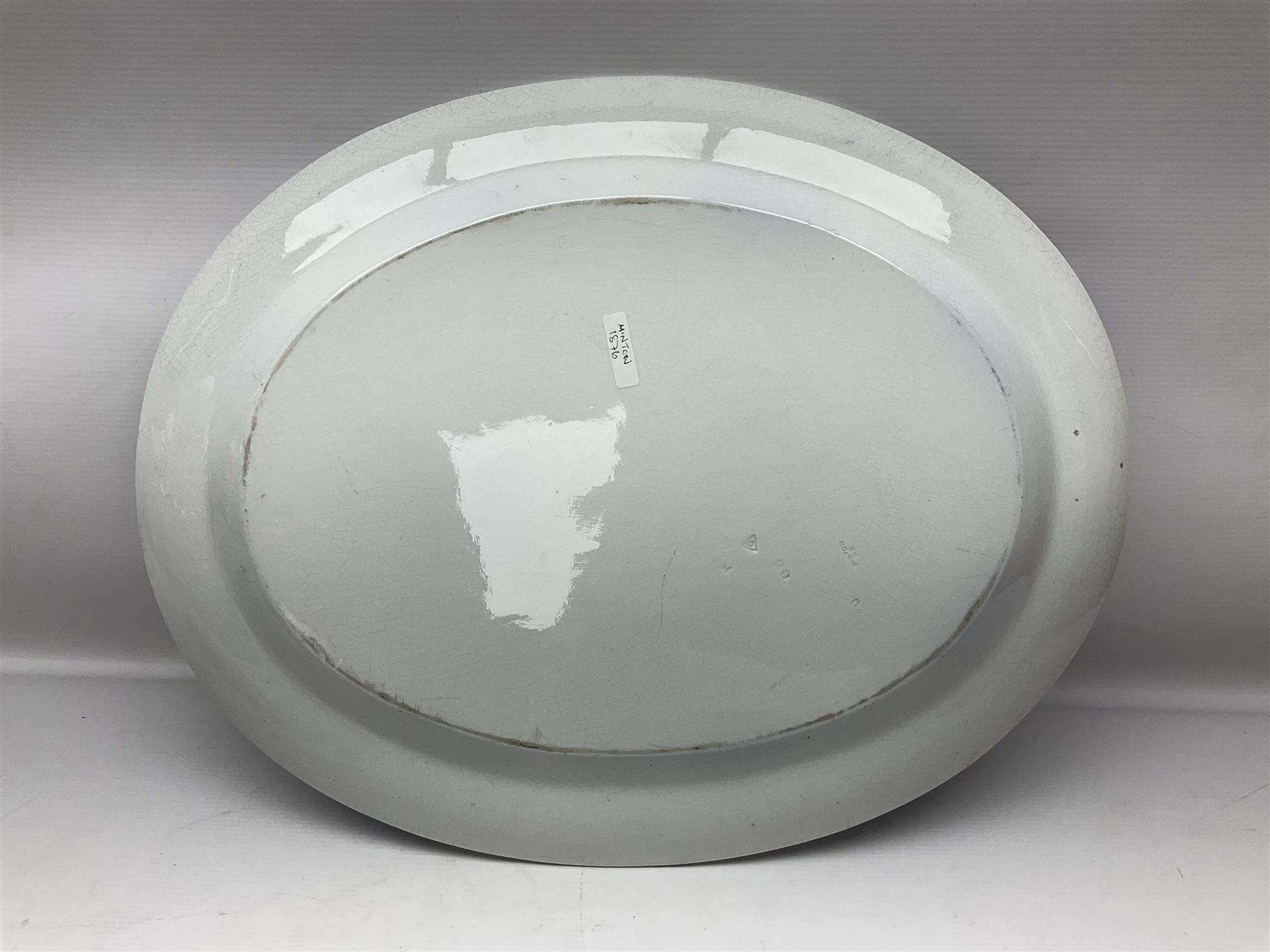 Minton Bombay pattern platter, together with Mason's meat platter, decorated with mythical beast, and two Cauldron Place Opaque China dishes 